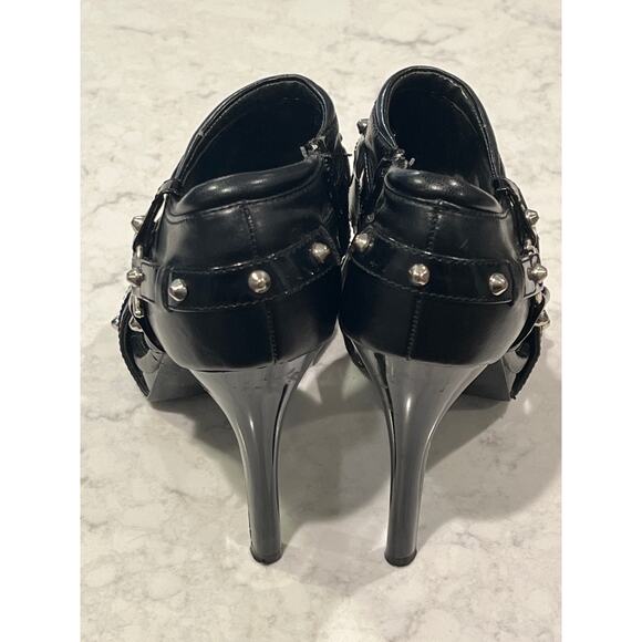 Rocawear Women’s Leather Studded Stiletto Heels Fairy Evening Goth Size 10 Black - Picture 4 of 7